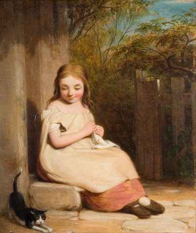 Jeune fille avec chaton - William Mulready